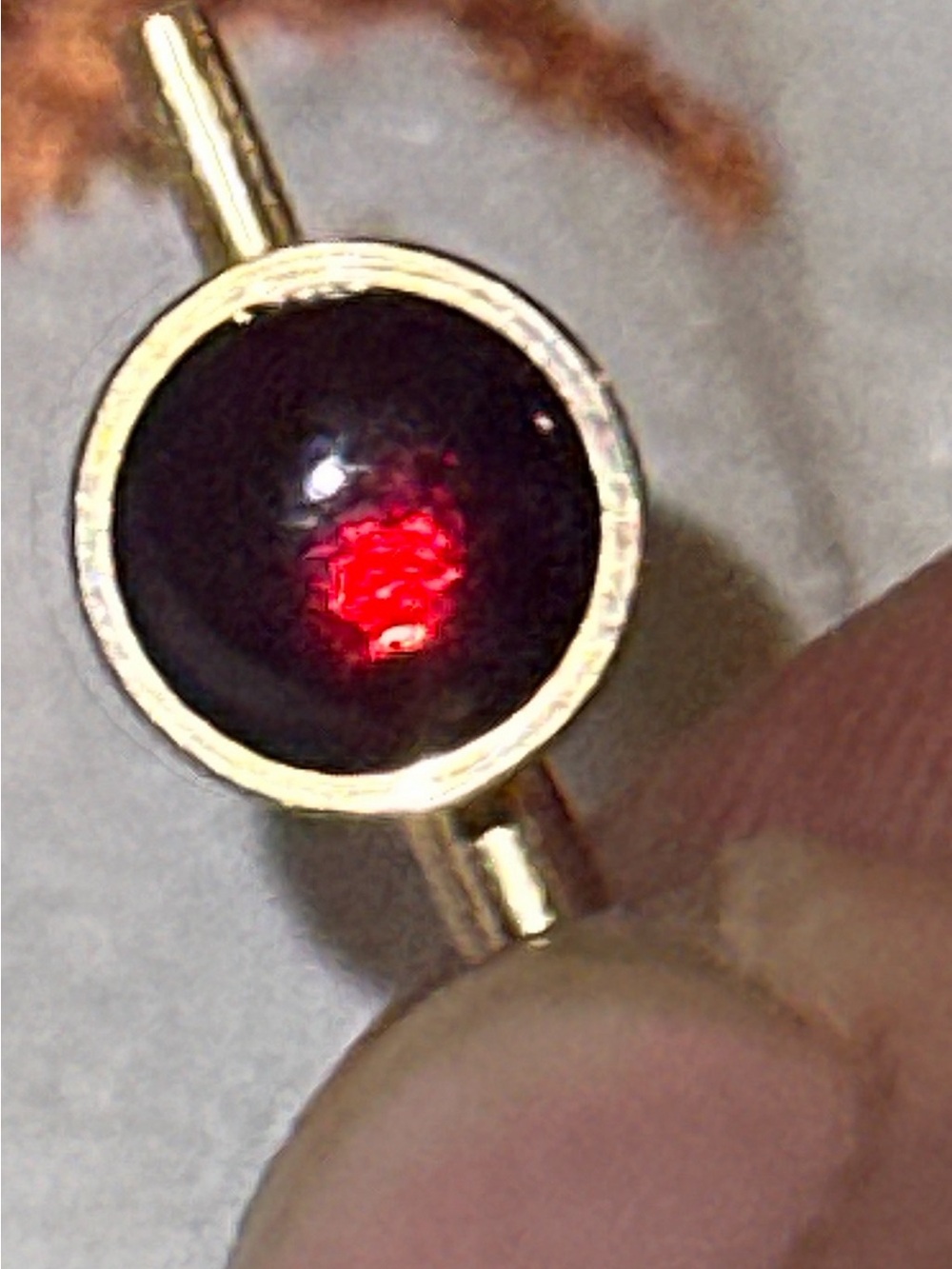 Vintage Source Unknown Gold Cufflinks with Deep Red Center/set of 2